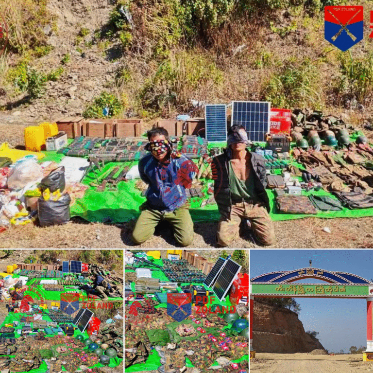 တီးတိန်မြို့အဝင်က စစ်ကော်မရှင်စခန်းတစ်ခုကို ချင်းညီနောင် တိုက်ခိုက်၊ စစ်သုံ့ပန်းနှင့် လက်နက်ခဲယမ်းများ ဖမ်းမိ