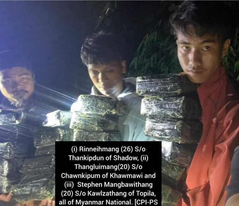 မြန်မာနိုင်ငံသား ၃ ဦးထံ ရူပီး ၁ ကုဋေကျော်တန်ဖိုးရှိသော စိတ်ကြွဆေးပြားများ မီဇိုရမ်ရဲတပ်ဖွဲ့ ဖမ်းဆီးရမိ